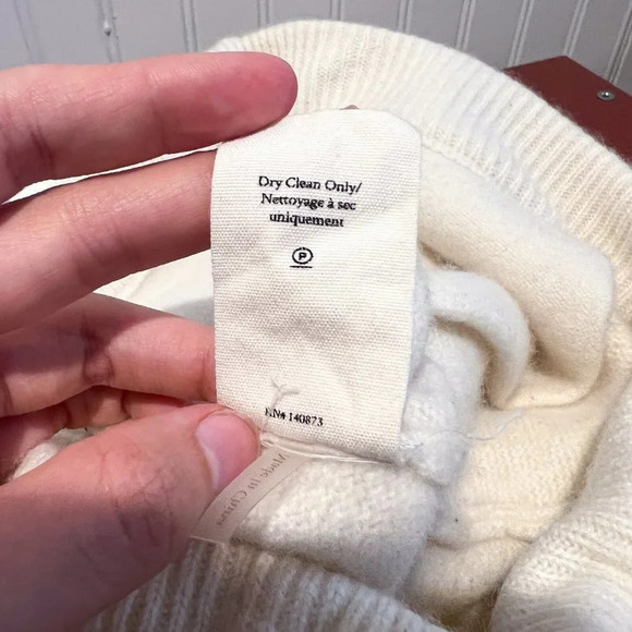 LoveShackFancy Wool Cashmere Cream Knit Tie Waist Preppy Casual Jogger Pants XS - Picture 11 of 11